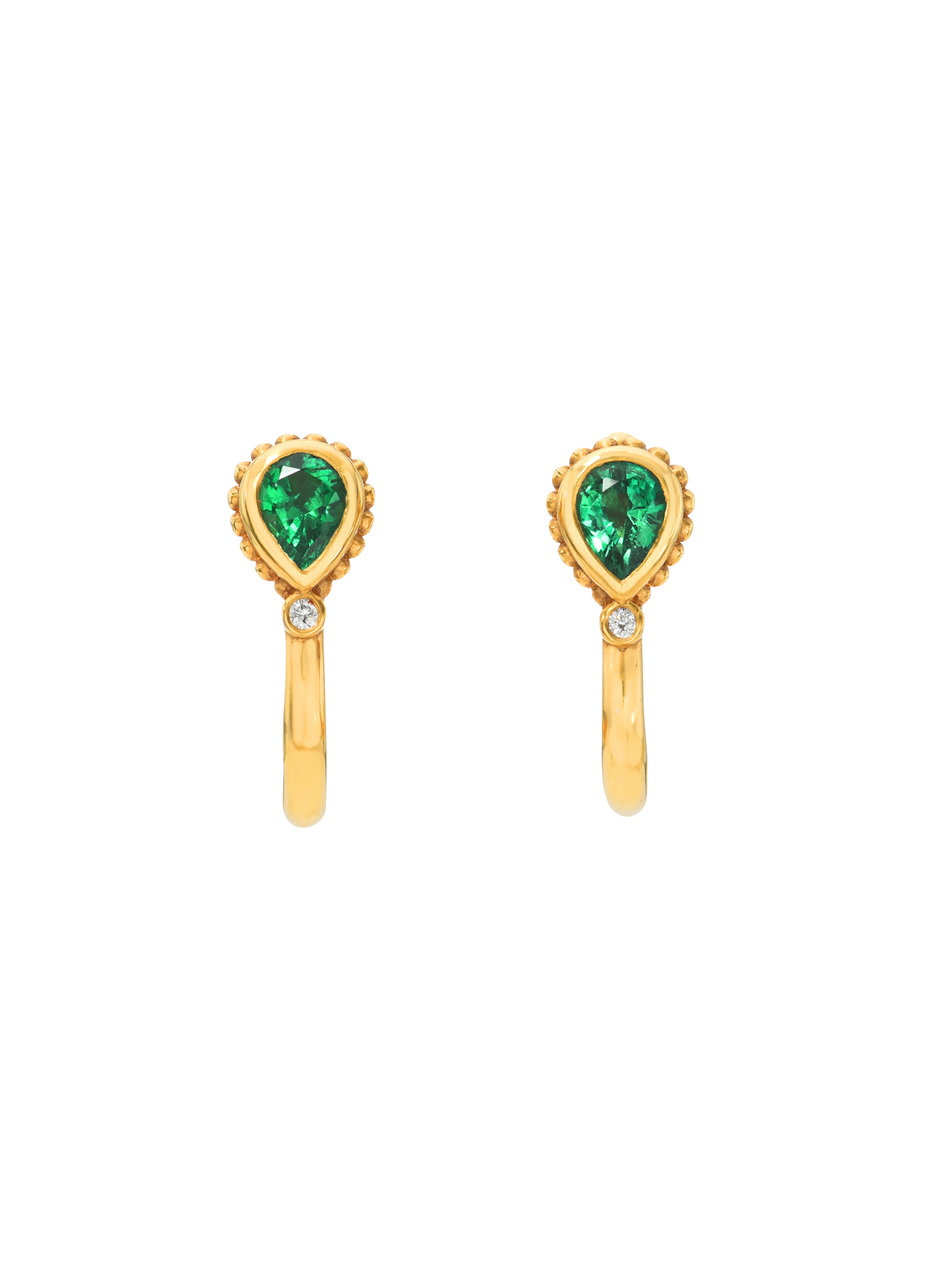 Emerald Beaded Huggie Earrings