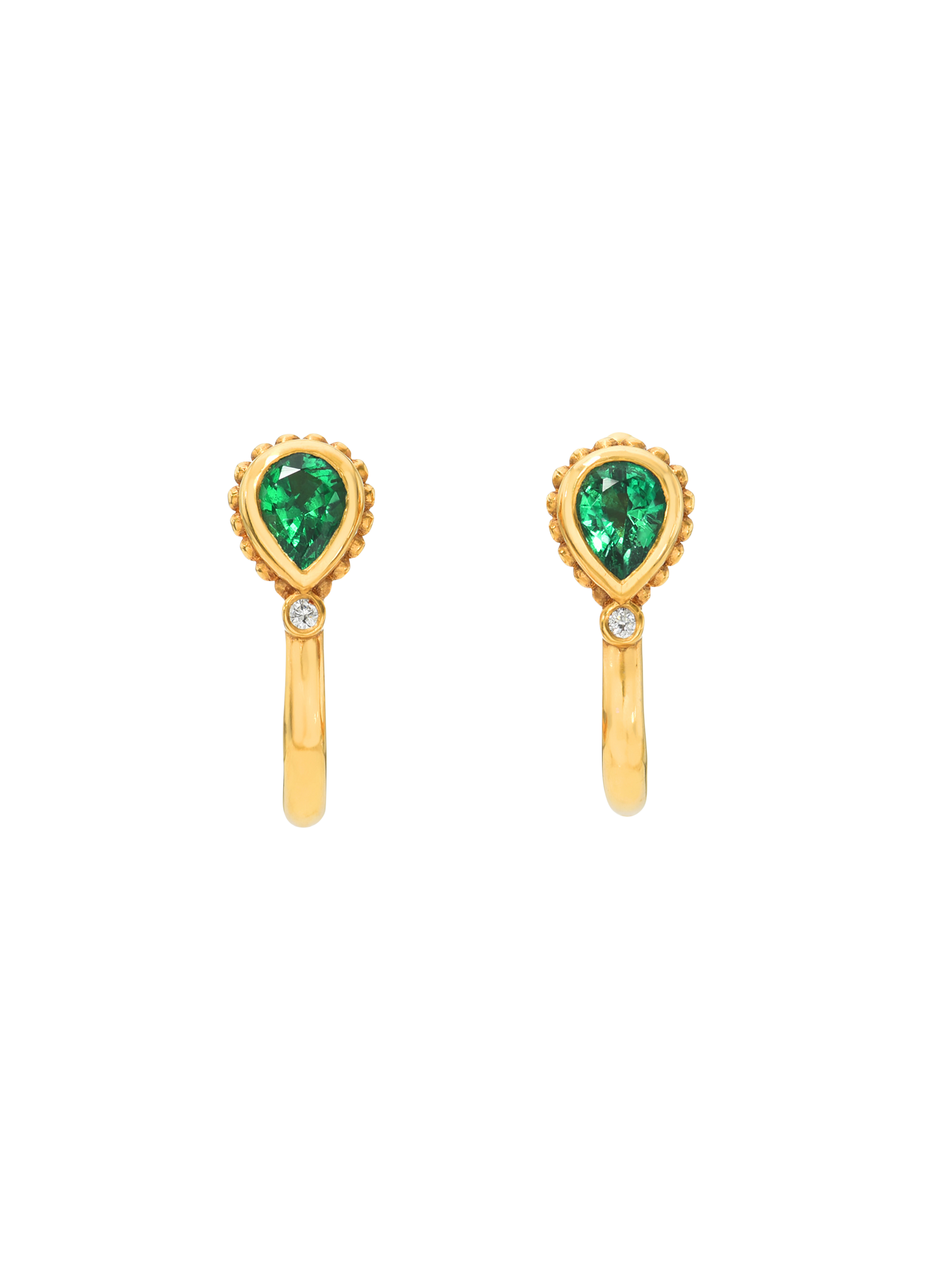 Emerald Beaded Huggie Earrings