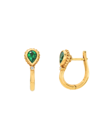 Emerald Beaded Huggie Earrings