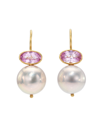 Pink Sapphire and Pearl Cerise Earrings