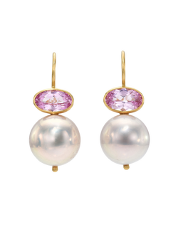 pink sapphire and pearl cerise earrings