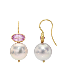 Pink Sapphire and Pearl Cerise Earrings