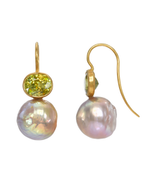 Sphene and Pearl Cerise Earrings